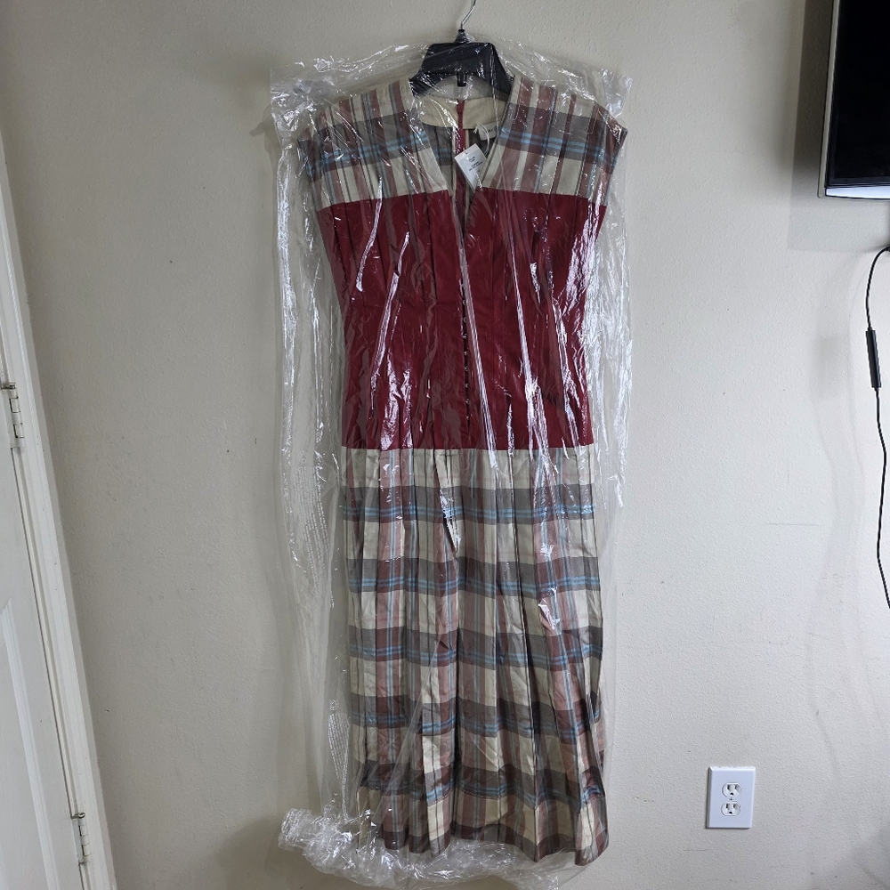 NWT Tory Burch Plaid Silk Claire Mccardell Dress size 2 Red - Picture 9 of 13